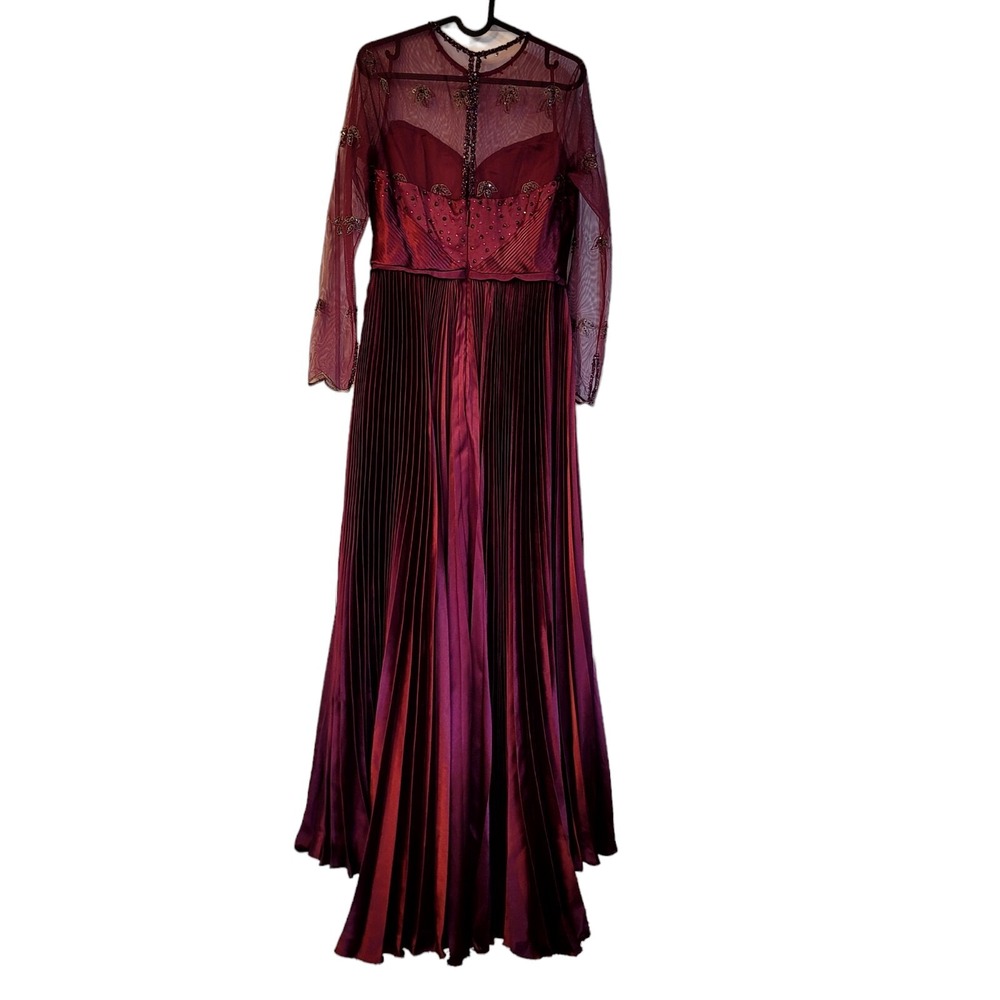 Ted Baker 4/L‎ Limited Edition Purple Pleated Formal Gown Beaded Long Sleeve - Picture 7 of 16